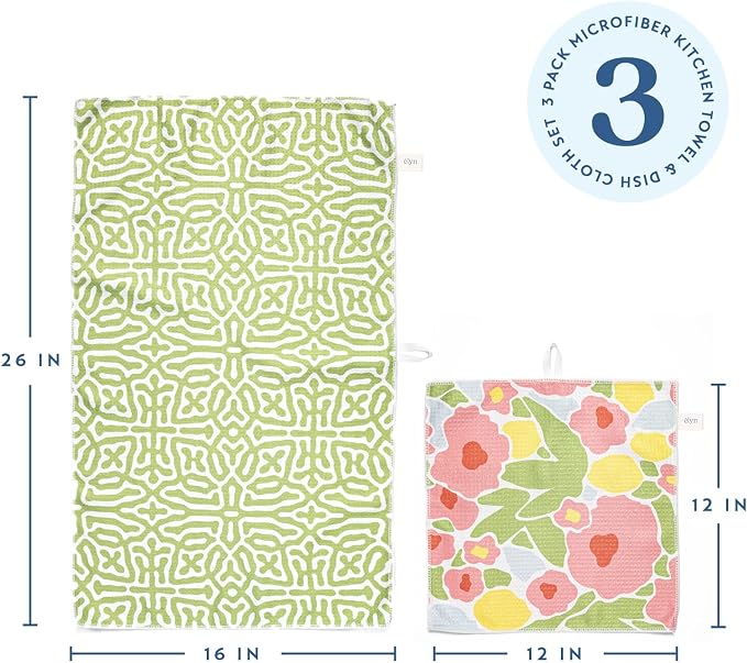 ELYN Microfiber Kitchen Dish Towel & Dish Cloth Set, Quick-Dry & Absorbent - Image 2