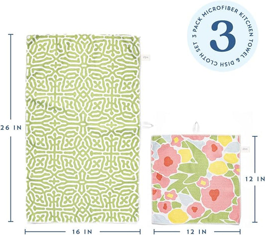 ELYN Microfiber Kitchen Dish Towel & Dish Cloth Set, Quick-Dry & Absorbent - Image 2