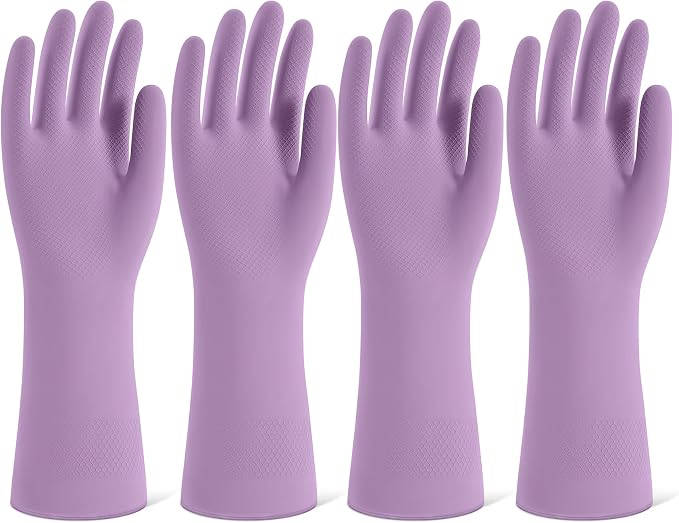 Rubber Cleaning Gloves for Dishwashing, 4 Pairs Reusable Kitchen Gloves for by Unknown