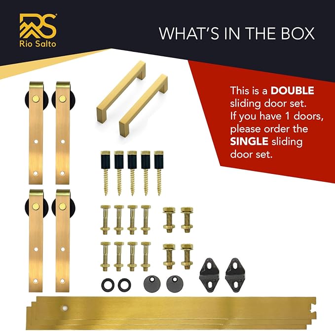 Rio Salto Mini Gold Barn Door Hardware Kit - Image 4