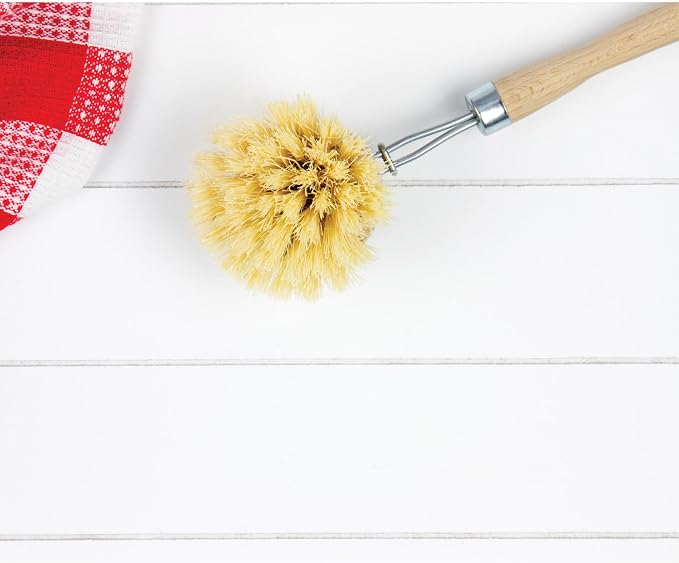 HIC Kitchen Natural Bristle Veggie Dish Scrub Brush, Non-Scratch Natural - Image 4