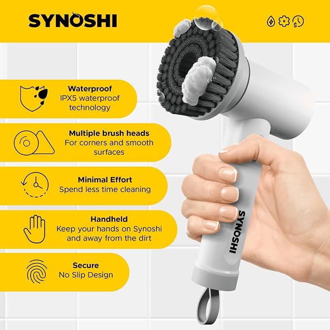 SYNOSHI Electric Spin Scrubber, Power Cleaning Brush - Image 3