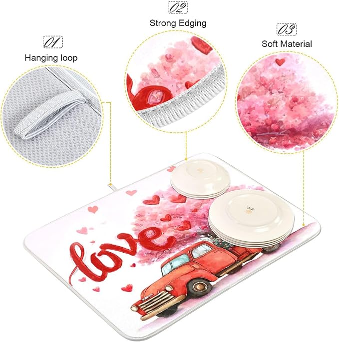 Valentine’s Day Love Tree Dish Drying Mat - Image 4