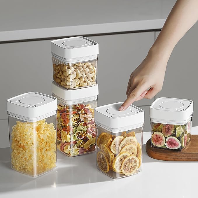 Manual Vacuum Jar With One-Button Vacuum Pump, Airtight Food Cereal Containers - Image 3