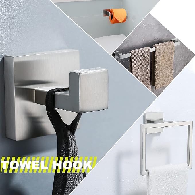 Brushed 4-Piece Bathroom Hardware Set Premium Stainless Steel Bath Towel Bar - Image 6