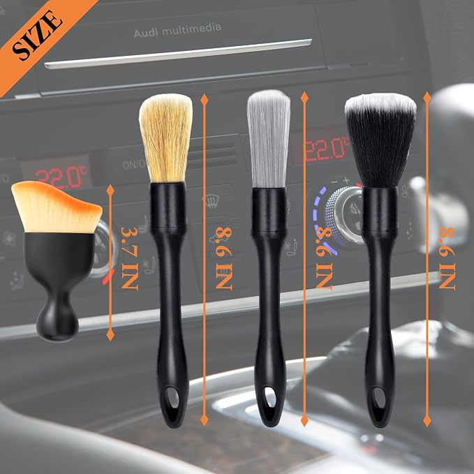 8 PCS Car Detailing Brush Set, Car Interior and Exterior Soft Bristle Cleaning - Image 2
