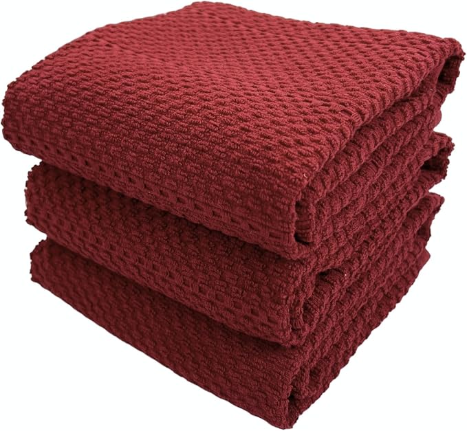 Maroon Dark Red Brick Red Kitchen Hand Dish Towels: Oversized 28" x 18" by SerafinaHome