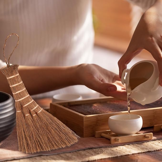 Hand Whisk Broom, 5.9in Small Whisk Broom Hand Held Tea Tray Brush - Image 4