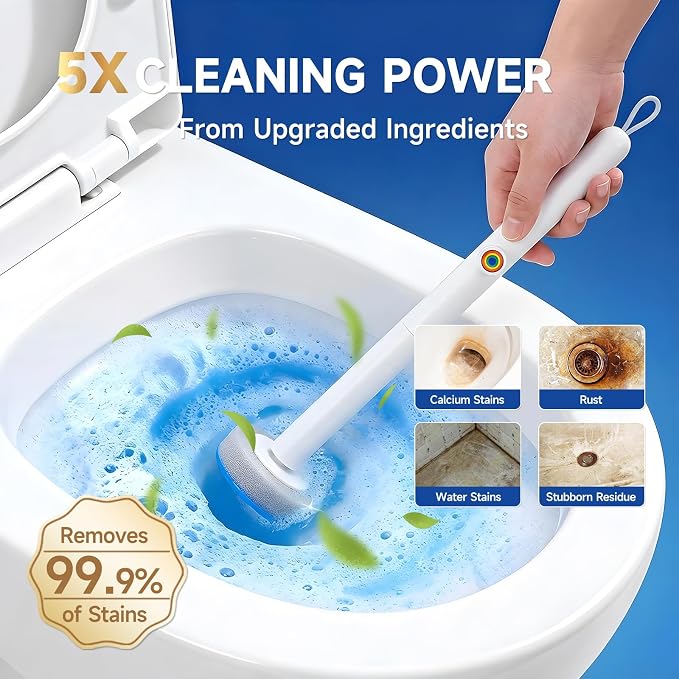 Disposable Toilet Brush, All-in-One Toilet Cleaning System, Toilet Bowl Wand Kit - Image 2