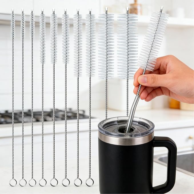 10Pcs Straw Cleaner Brush, Reusable Metal Handles Straw Cleaner Brush Extra Long - Image 7