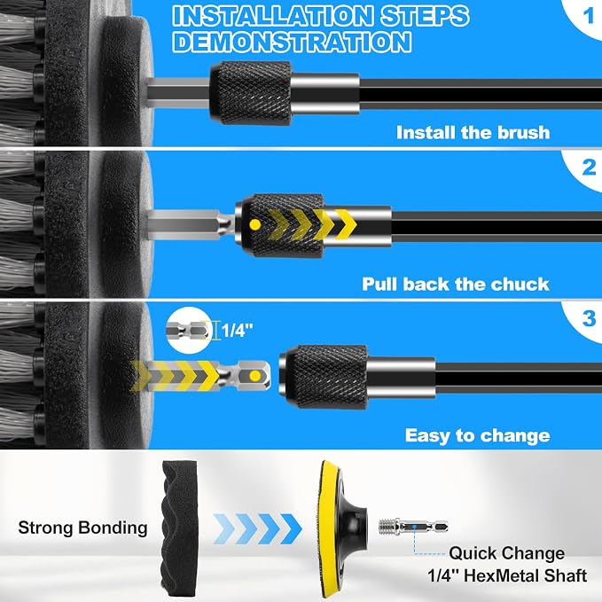 THINKWORK Car Detailing Kit, Car Detailing Brush Set, Car Cleaning Drill Brush - Image 5