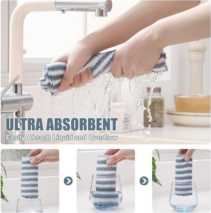 Homaxy 12 Pack Kitchen Dish Cloths, Ultra Soft and Absorbent Dish Towels - Image 3