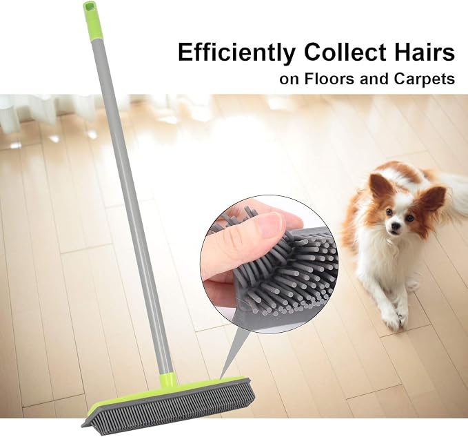 LandHope Push Broom Long Handle Rubber Bristles Sweeper Squeegee Edge 59 inches - Image 4