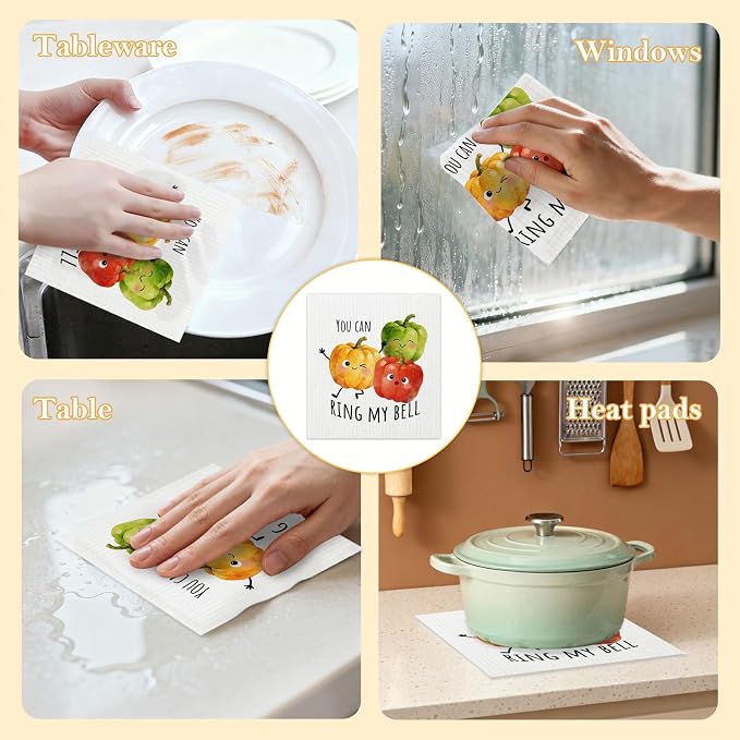 5 Pack Mixed Vegetable Swedish Kitchen Dishcloths Dish Towels, Colorful - Image 6