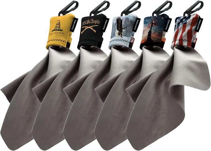 SPUDZ Ultra Patriot Variety Pack | Five 6" x 6" Microfiber Towels w/Neoprene by ALPINEINNOVATIONS