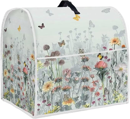 Floral Mixer Covers for Kitchen Aid 4.5-5 Quart Mixer Dust Cover with Top Handle Dustproof Food Processor Cover Kitchen Appliance Accessories
