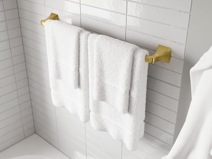 Pfister Bruxie Bath Towel Bar for Bathroom, Wall-Mounted, Brushed Gold Finish - Image 3