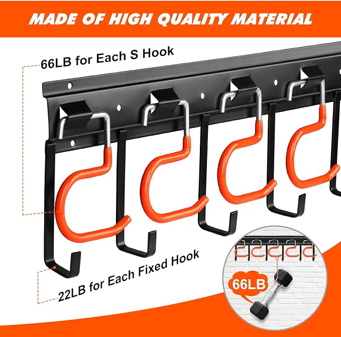 34'' All Metal Garden Tool Organizer Wall Mount Garage Organizers and Storage - Image 3