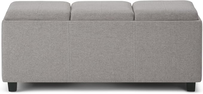 SIMPLIHOME Avalon 42 inch Wide Contemporary Rectangle Storage Ottoman in Cloud - Image 5
