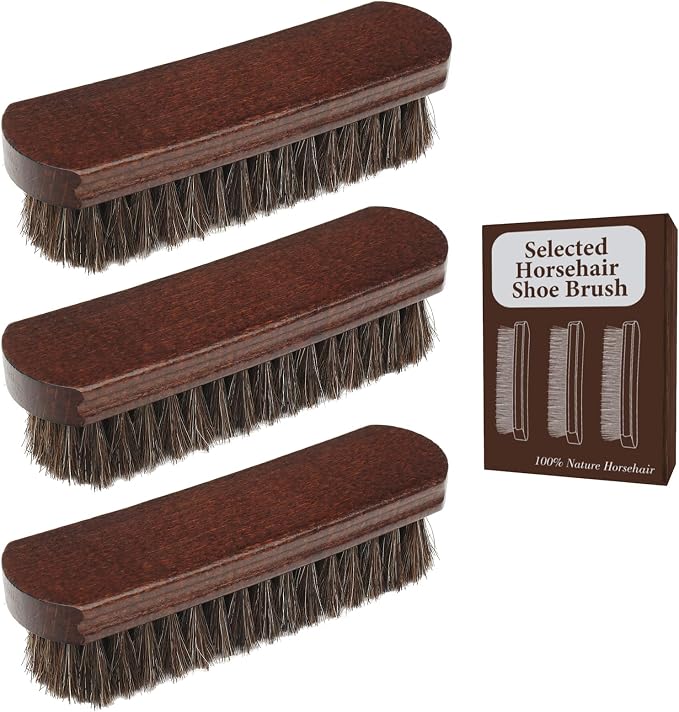 Professional 100% Horsehair Shoe Brush Premium Horsehair Dauber Applicators by LYSSRA