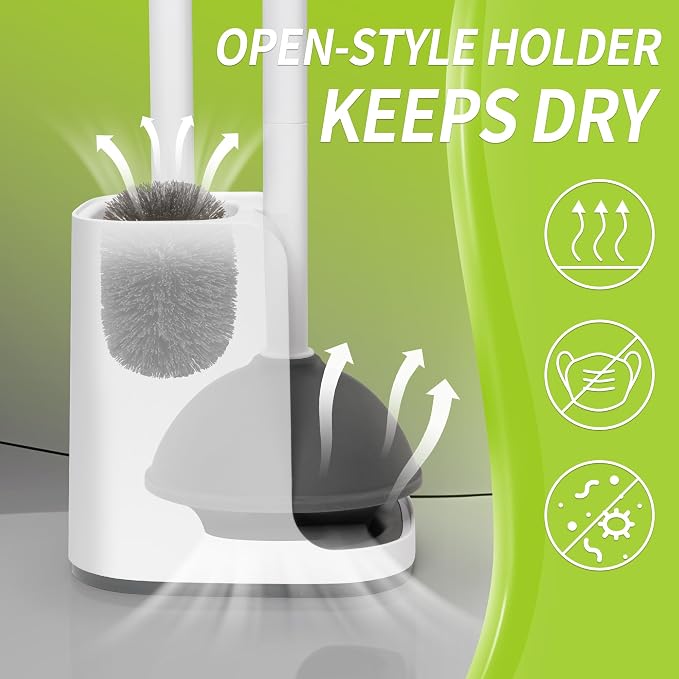 Toilet Brush and Plunger Set Hidden, S-Shaped Toilet Brush Plunger Combo 2 Pack - Image 6