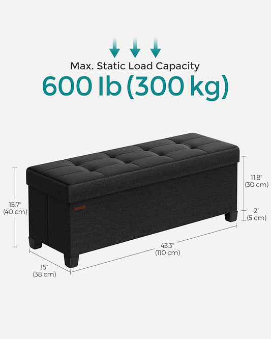 SONGMICS Storage Ottoman Bench, Foldable Foot Rest - Image 2