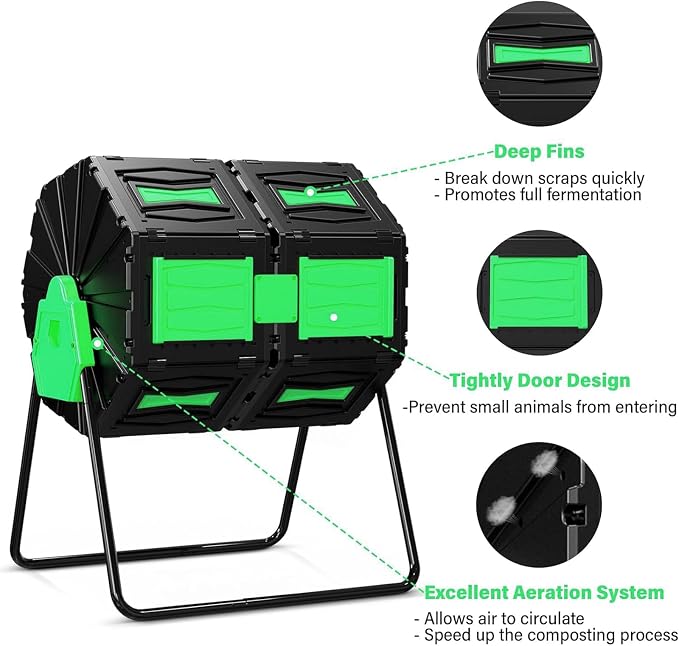 Compost Tumbler, Easy Assemble & Efficient Outdoor Compost Bin, 45 Gallon/170 - Image 8