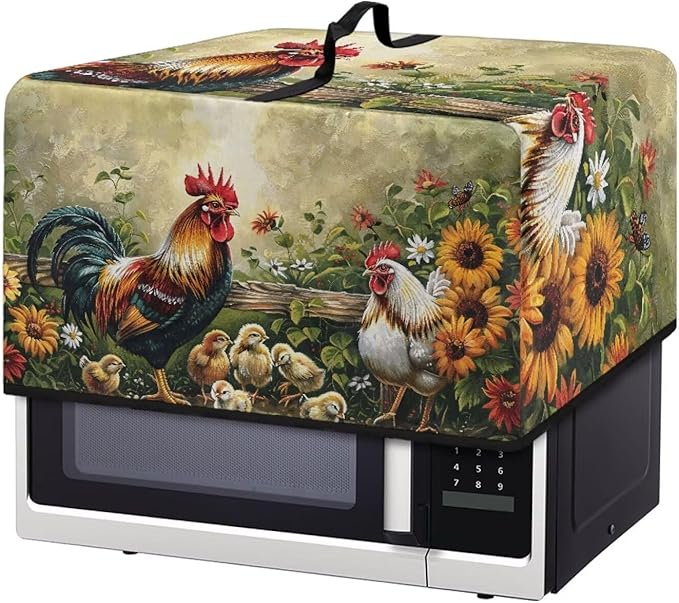 Microwave Cover, Thanksgiving Microwave Dust Cover Waterproof Microwaves Oven Covers Rooster Microwaves Accessories Decorative Kitchen Appliance Cover for Air Fryer Toaster