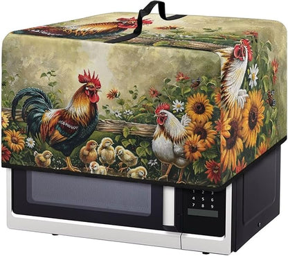 Microwave Cover, Thanksgiving Microwave Dust Cover Waterproof Microwaves Oven Covers Rooster Microwaves Accessories Decorative Kitchen Appliance Cover for Air Fryer Toaster