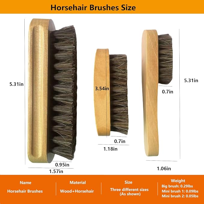Horsehair Laundry Stain Brush 3 Pack Clothes Brush Shoes Soft Bristle Cleaning - Image 5