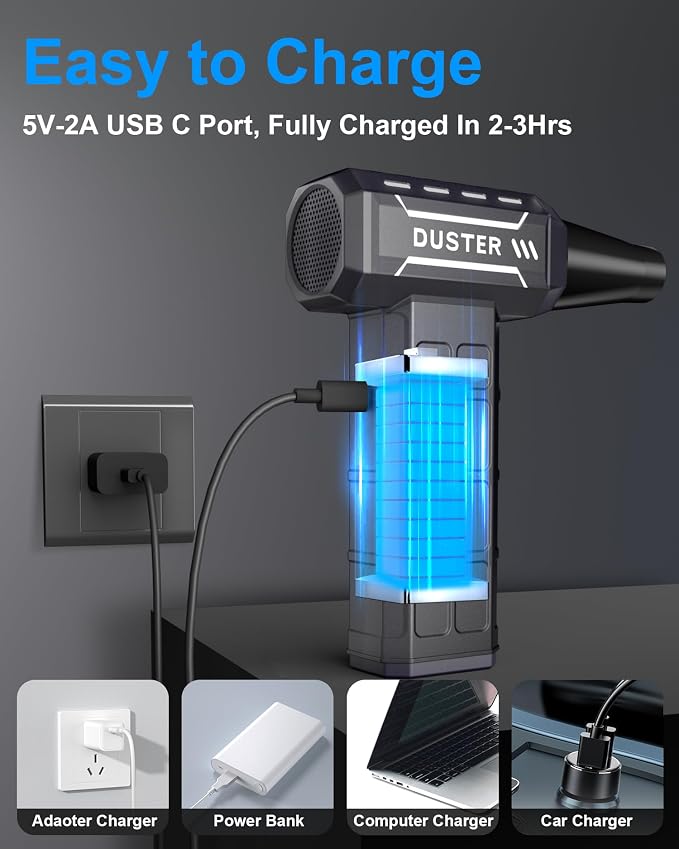 Compressed Air Duster-150, 000RPM Electric Cleaner, Rechargeable Cordless Air - Image 5