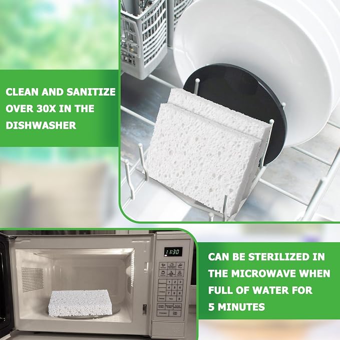 White Plant Based Sponges for Kithcen, Non Abrasive, No odor, Durable Washable - Image 4