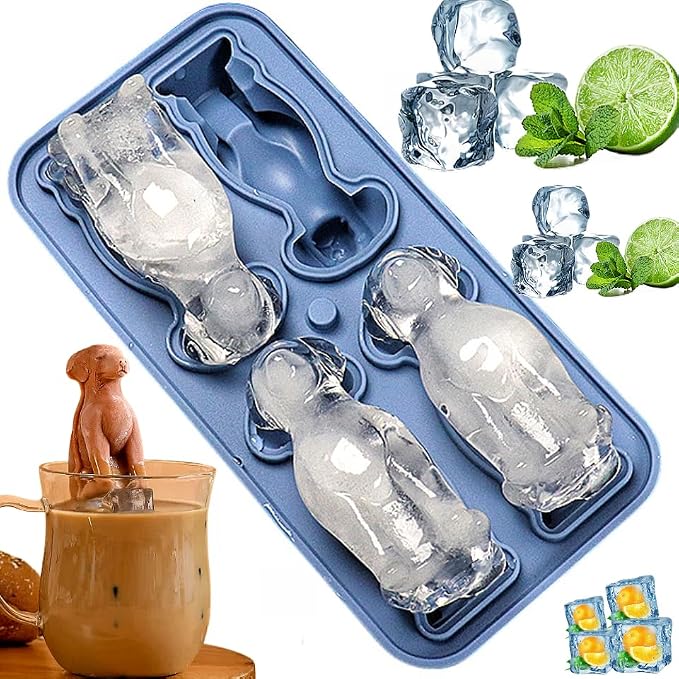 Cute 3D Labrador Dog Silicone Ice Cube Tray Mold Cartoon Animal Ice Box BPA-Free by UIVXXUD
