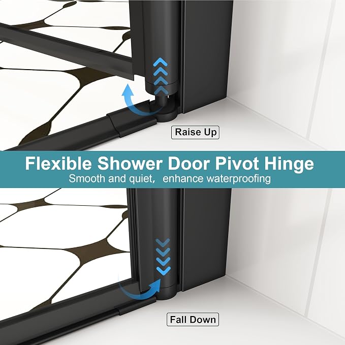 Frameless Pivot Shower Door 34"-36" Wx72 H, 1/4" Clear Nano Coated Tempered - Image 8