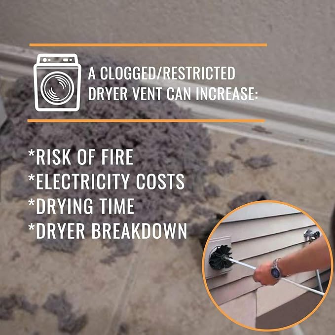 10 Feet Dryer Vent Cleaner Kit, Dryer Duct Cleaning Kit, Includes 8 Flexible - Image 6