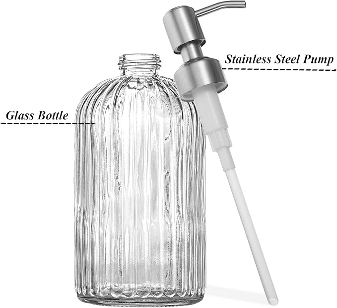14Oz Clear Soap Dispenser Bathroom, Glass Hand Soap Dispensers - Image 2