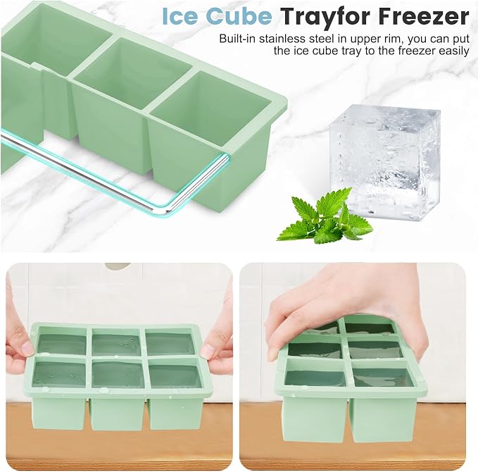 Large Silicone Ice Cube Tray 3Pack, SAWNZC Big Square Ice Cube Molds - Image 6