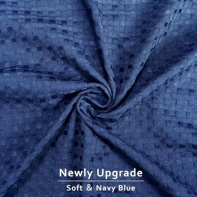 MIYE Pleated Waffle Weave Bed Skirt, Tailored Dust Ruffle 12 Inch Drop Easy Fit, Machine Washable (Navy Blue, Full - 12" Drop)