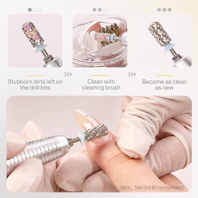 MelodySusie Nail Drill Bits Cleaner Brush Case Accessories - Image 4