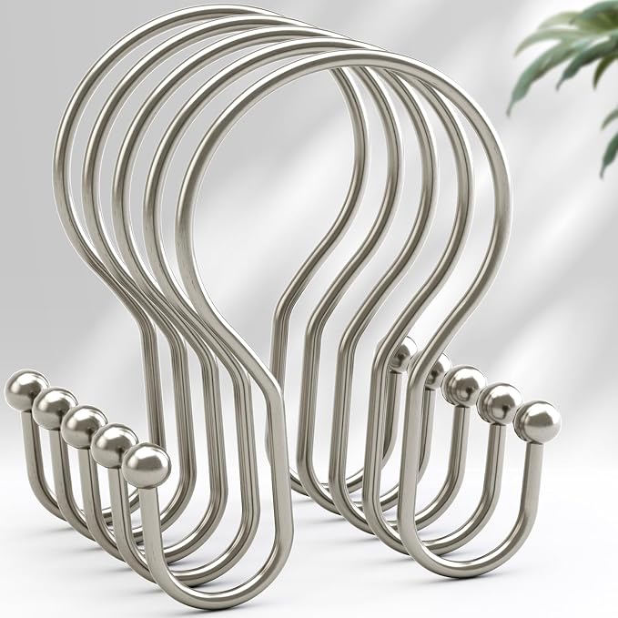 AmazerBath Shower Curtain Hooks Brushed Nickel Shower Curtain Rings, Simple by AmazerBath
