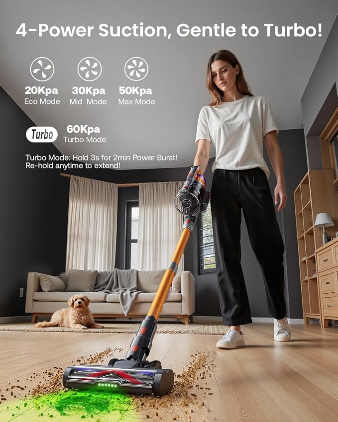 Cordless Vacuum Cleaner for Home, Upgraded 60Kpa Powerful Suction Pet Hair - Image 2