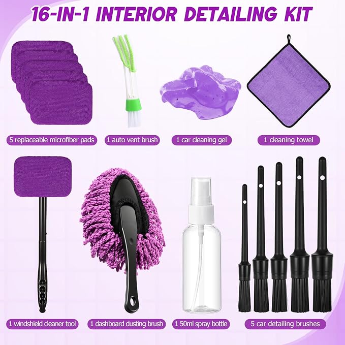 16 Pcs Windshield Cleaner Tool, Car Cleaning Kit - Image 2