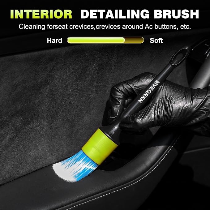 7PCS Car Detailing Brush Set, Boars Hair Car Cleaning Detail Brush kit - Image 4