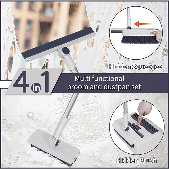 SDSM Broom with Dustpan Combo Set, 4 in 1 Multifunctional Broom and Dustpan - Image 2