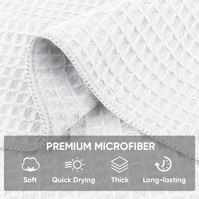 HOMEXCEL Waffle Weave Microfiber Towel, 50 Pack Lint Free Bulk Cleaning Rags - Image 3