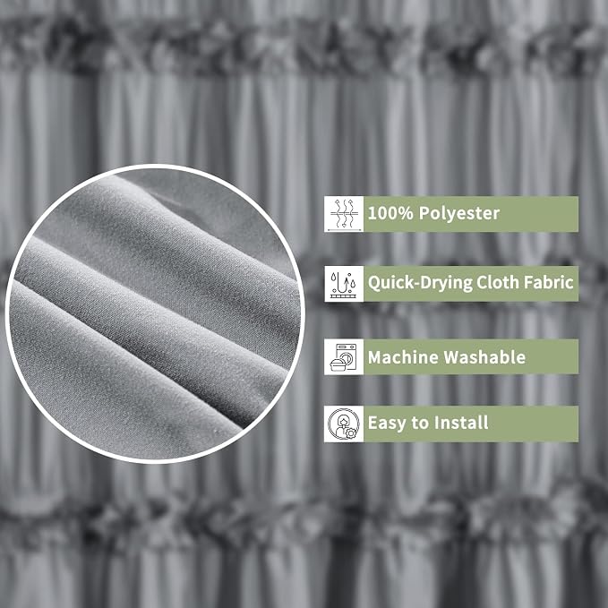 Victorian Ruffle Shower Curtain, Vintage Handcrafted Bow Tie Bath Curtain - Image 4