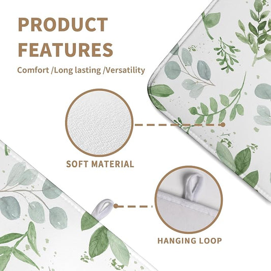Summer Sage Green Leaves Dish Drying Mat Spring Eucalyptus Leaf Kitchen Dish - Image 2