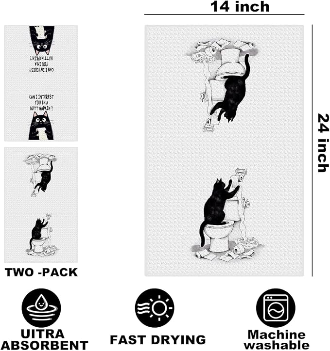 Hanamiya Na 2Pcs Funny cat Hand Towel - Image 2