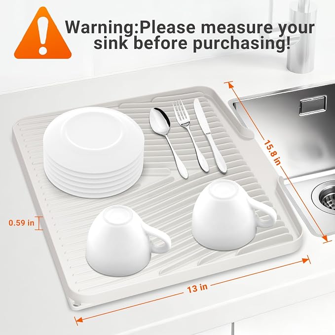 Silicone Dish Drying Mat for Kitchen Counter, Non-Slip Drain Pad, Dish Drying - Image 2