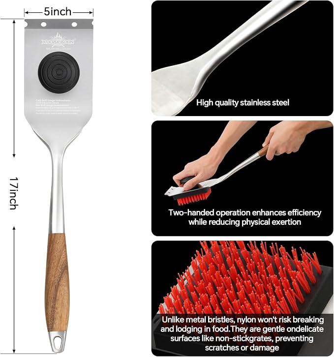 Nylon Grill Brush, Dual Grip Design, - Image 4